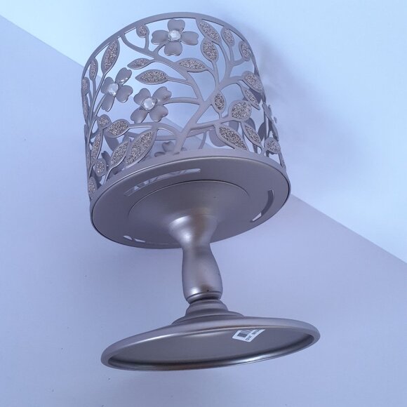 Bath & Body Works Decorative Metal 3 wick Candle Holder With Floral Design  5" H - Picture 5 of 7
